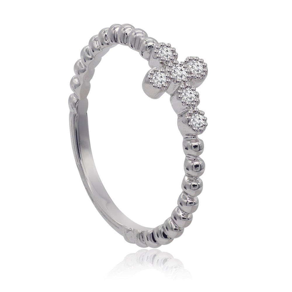 Side view of the Vatican Cross Bubble Band Ring showing the band detail