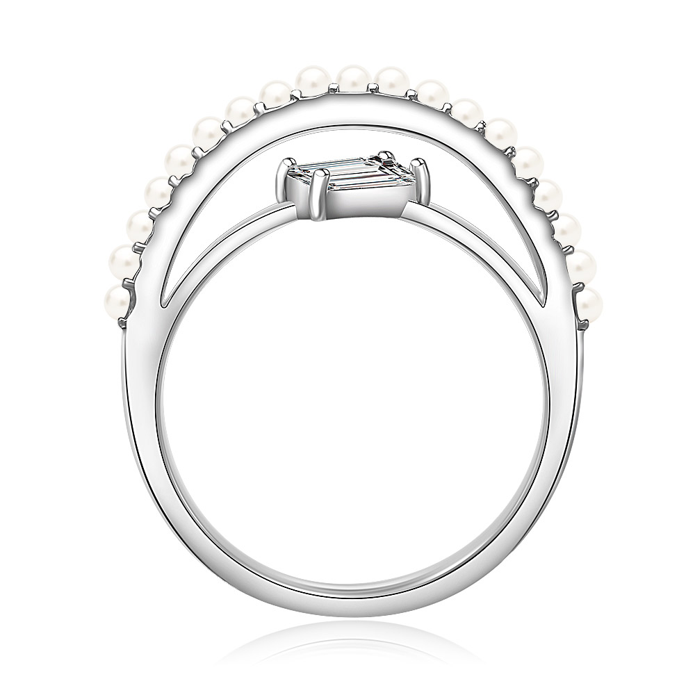 Detailed craftsmanship of the Pearl and CZ Ring