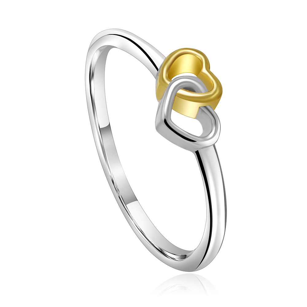 Detailed side view of the Heart To Heart ring showcasing its polished finish