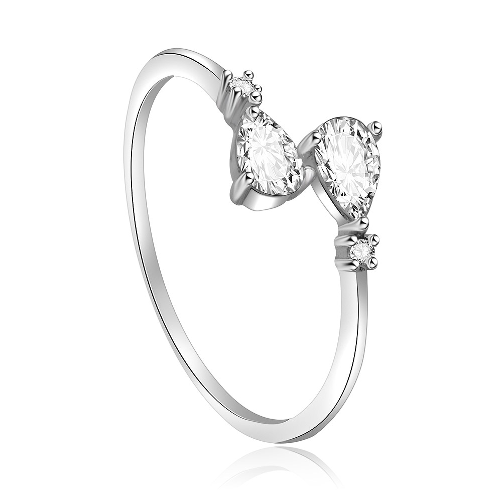 Detailed view of the Glitzy Rocks Tear Drop Ring's band and setting