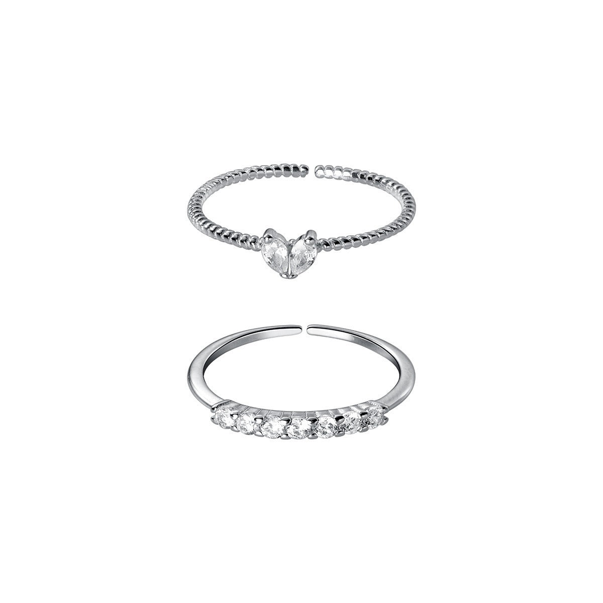 Silver version of the friendship ring set