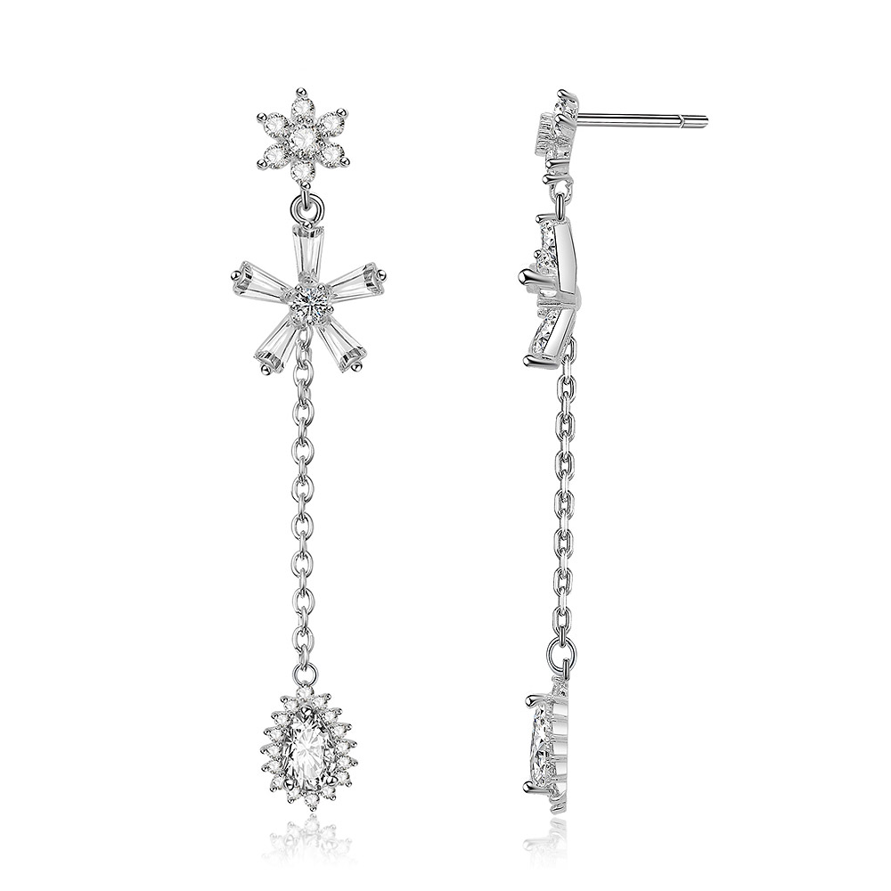 Detailed view of the chandelier earrings' craftsmanship