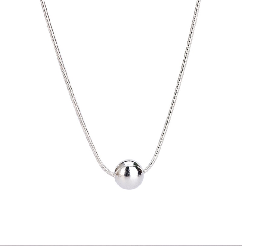 Close-up of the 925 Sterling Silver Floating Ball Necklace in silver finish