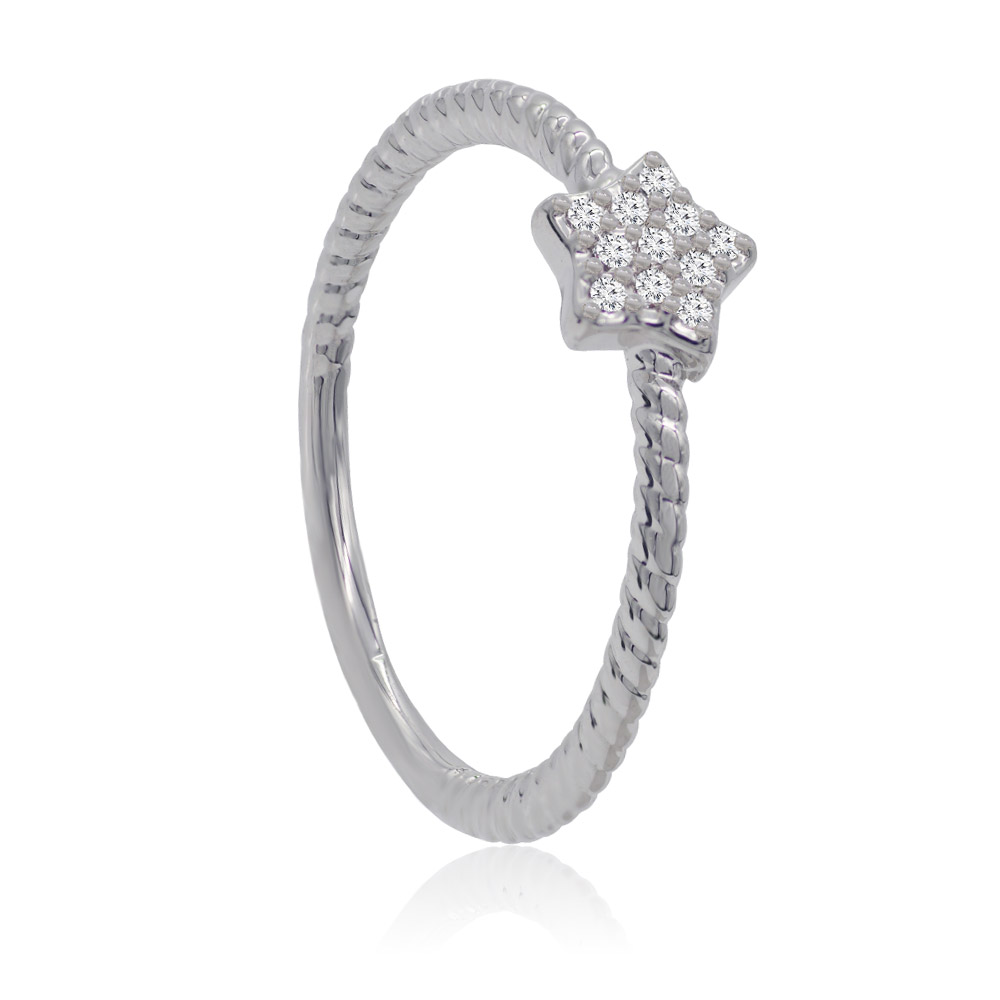 Detailed view of the Twinkle Star Texture Band Ring's textured band