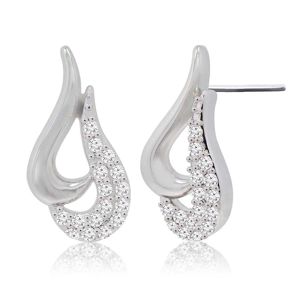 Close-up of Swirls Stud Earrings with Cubic Zirconia