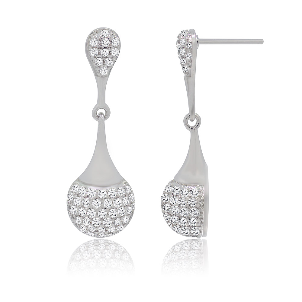 Detailed view of White Cubic Zirconia Teardrop Earrings