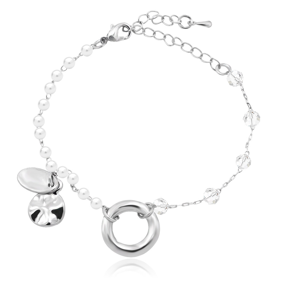 Detailed view of the Mixed Beaded and Pearls Bracelet showcasing its charms and clasp.