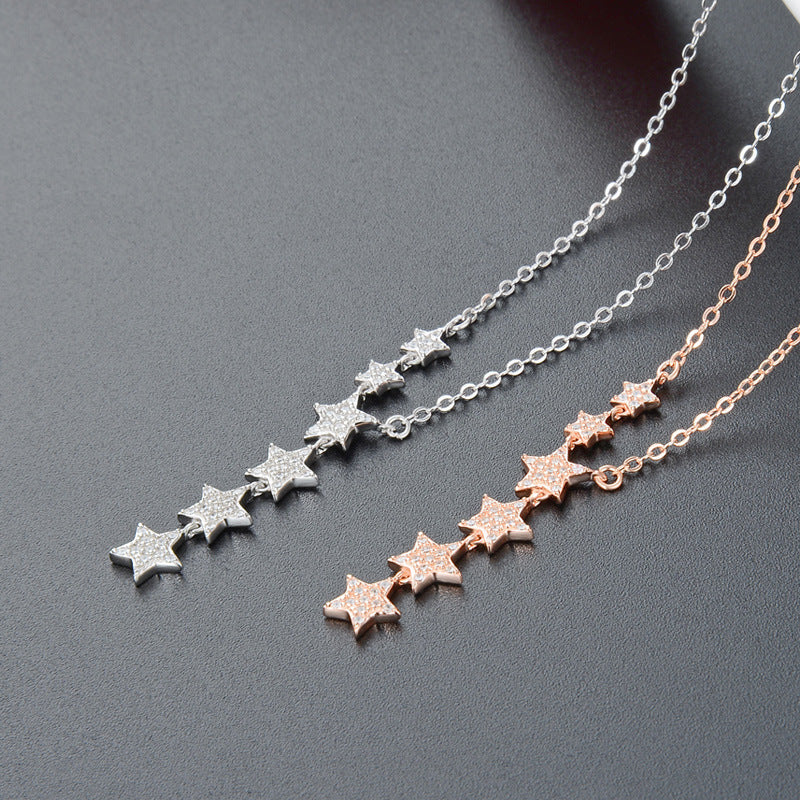 Star tassel necklaces available in silver and rose gold