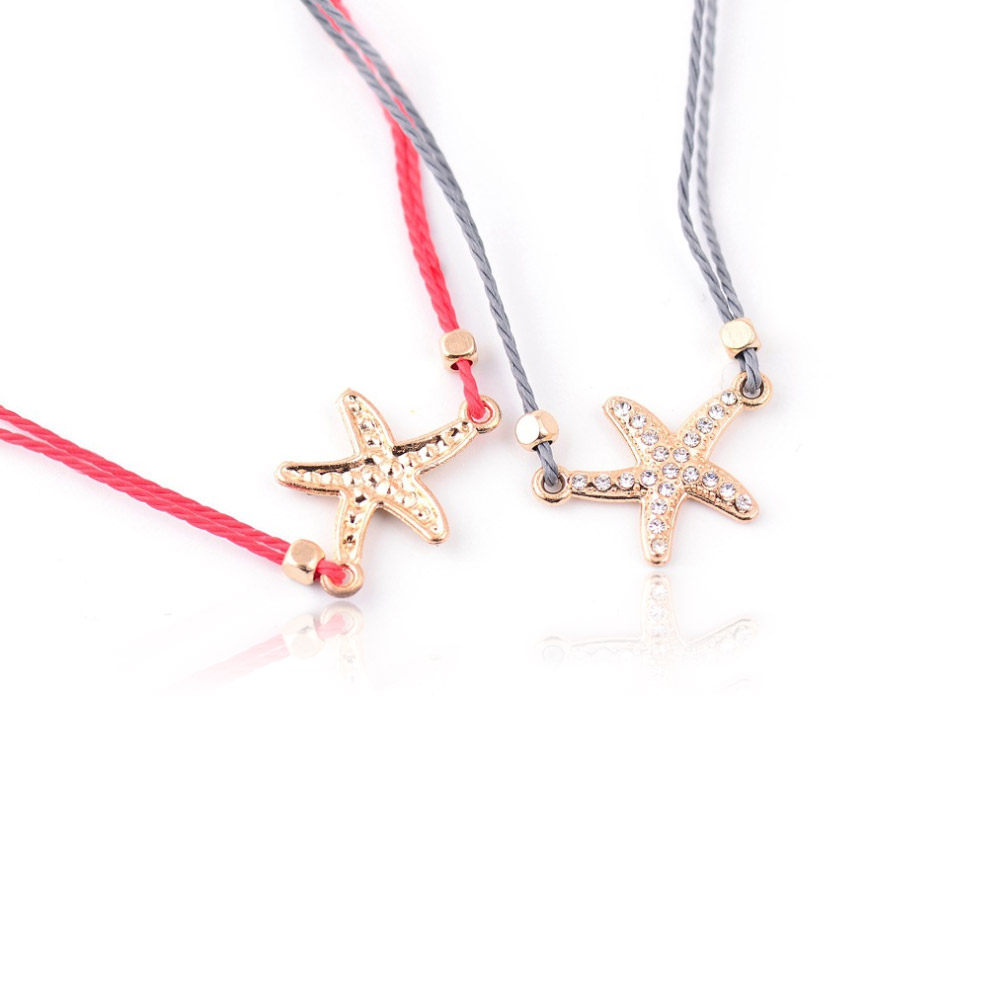Starfish cord bracelets shown with different cord color options