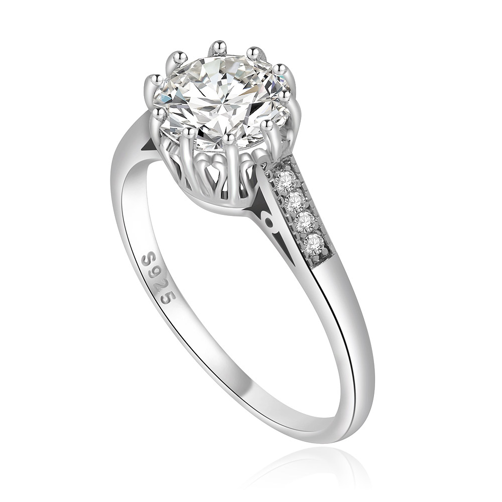 Detailed view of the pave accents on the 10 Prong Round Cut Ring