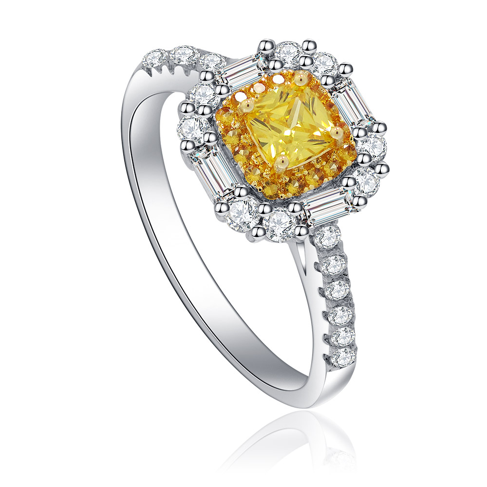 Detailed view of the Luminous Empress Ring's two-tone plating and cubic zirconia stones