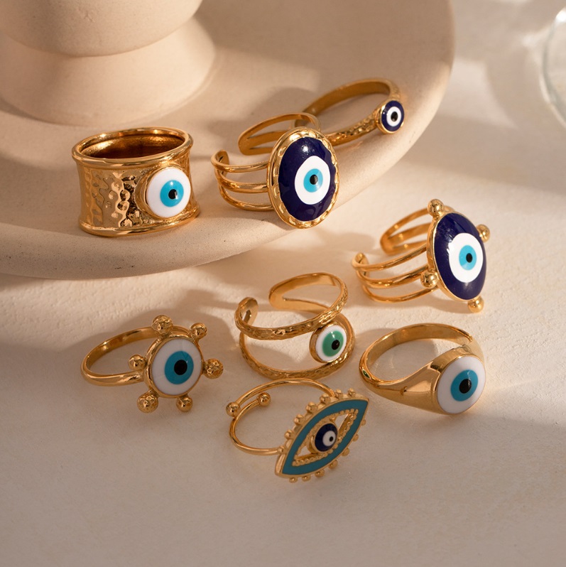 Customize & Buy 925 Sterling Silver Evil Eye Multi Gemstone Rings Clear  Cubic Zirconia Blue Cubic Zirconia Online at Grand Bazaar Jewelers -  GBJ1RG18264-1
