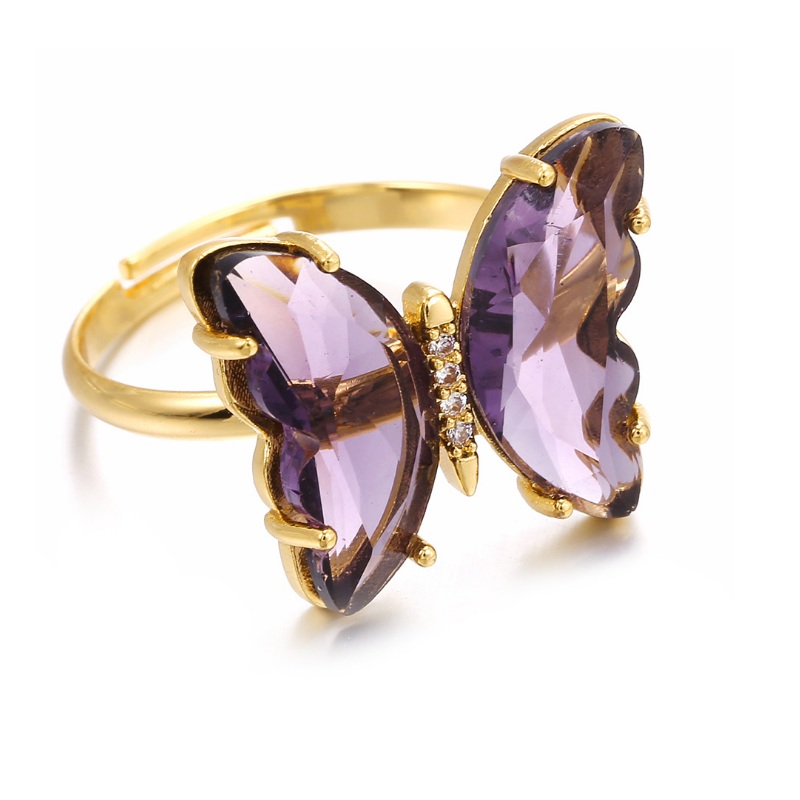 Solo Crystal Butterfly Ring (Gold) | Sweetrocks Jewelry