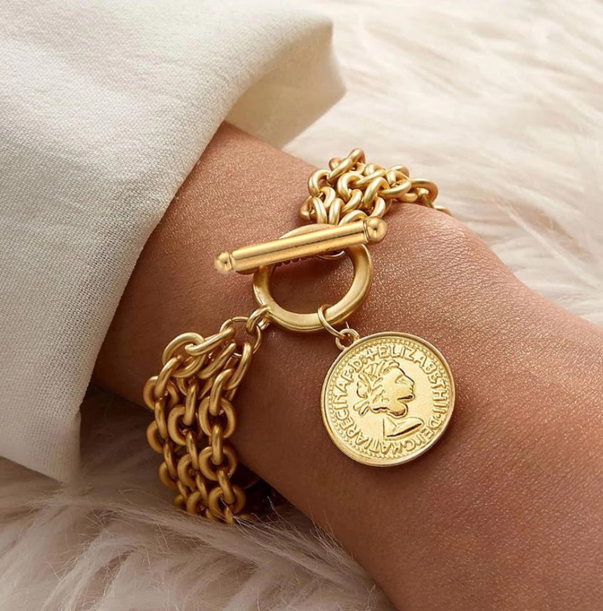 Fashion Portrait Coin Link Chain Bracelet Charm Bangle Bracelet for Women -  China Women's Bracelet and Jewelry price | Made-in-China.com