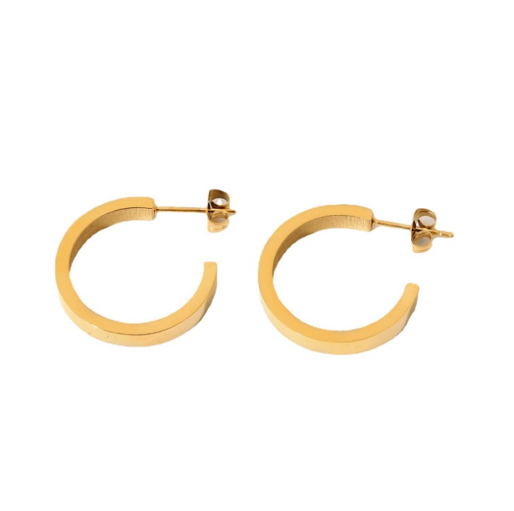 Stainless Steel Hoop Earrings Gold 20mm, 1 pair - Beads & Basics