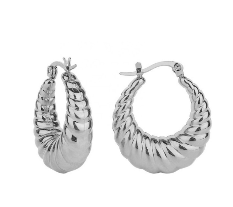 Silver Croissant Hoops