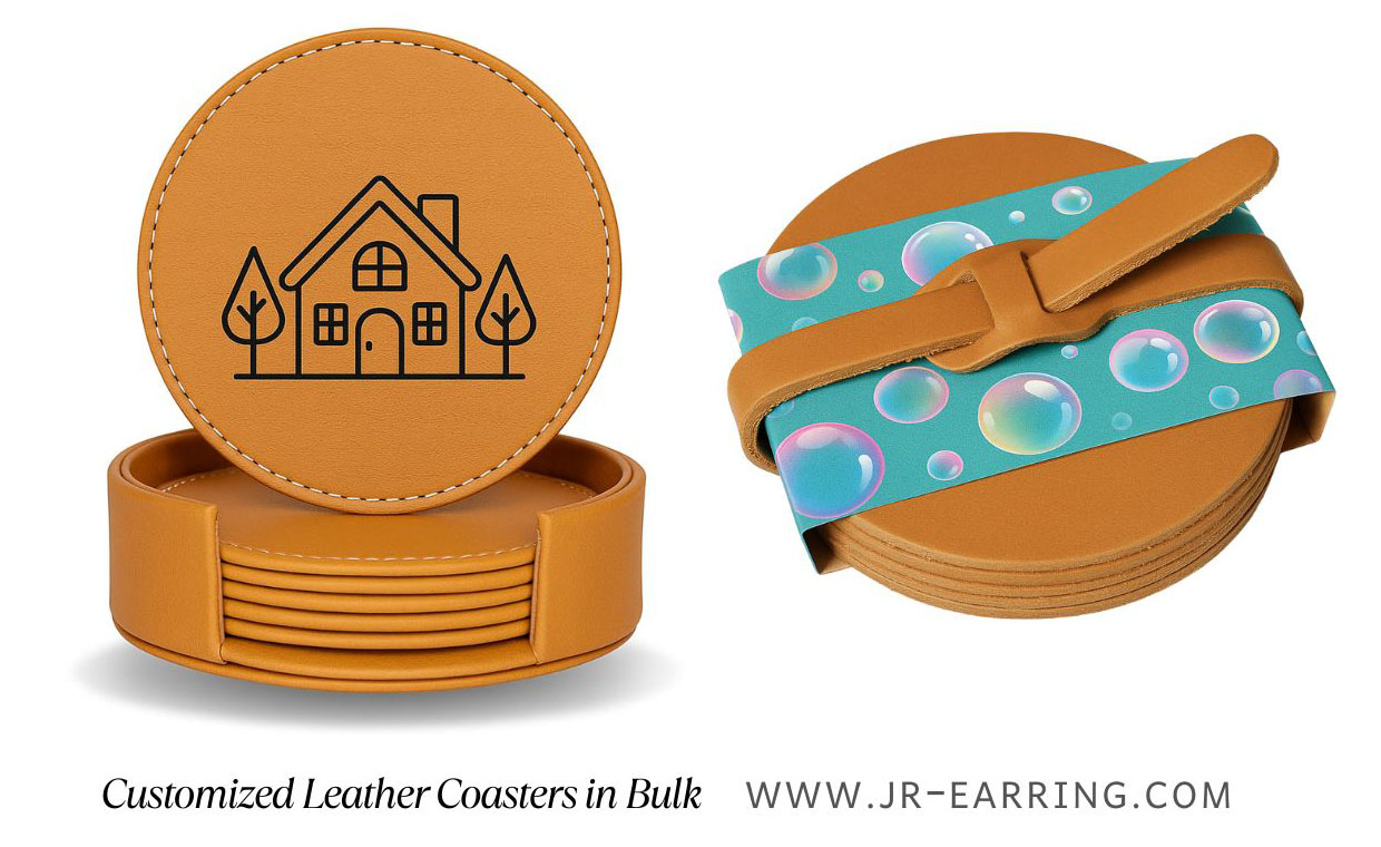 custom logo leather coasters