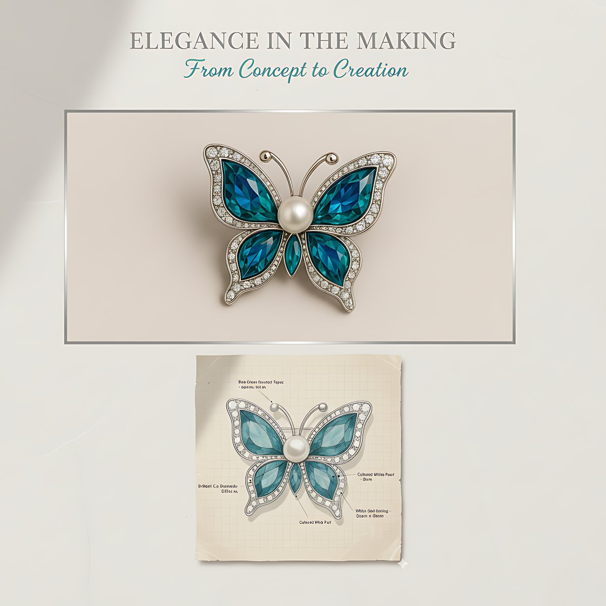 Butterfly brooch manufacturing process – from jewelry sketch to finished brooch