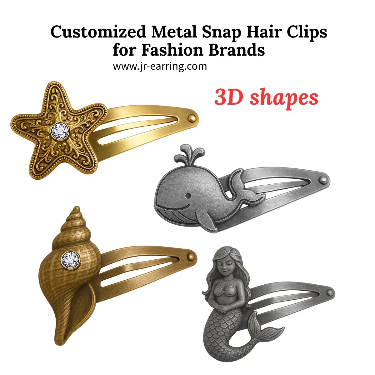 custom metal snap hair clips factory direct supply