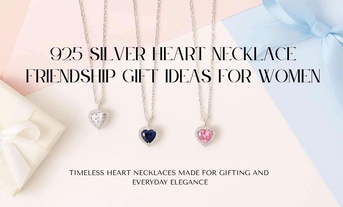 Set of 925 silver heart necklaces with colorful CZ stones – elegant friendship gift ideas for women