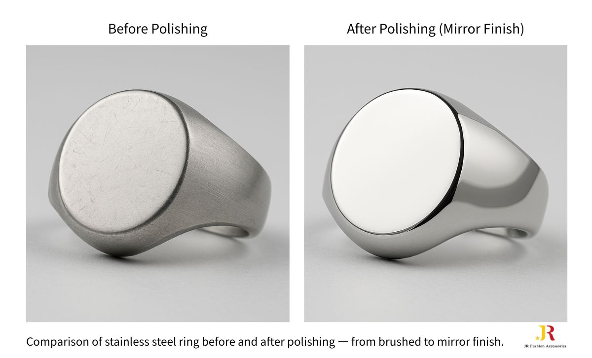 Comparison-of-stainless-steel-ring-before-and-after-mirror-polishing-by -JR-Fashion-Accessories
