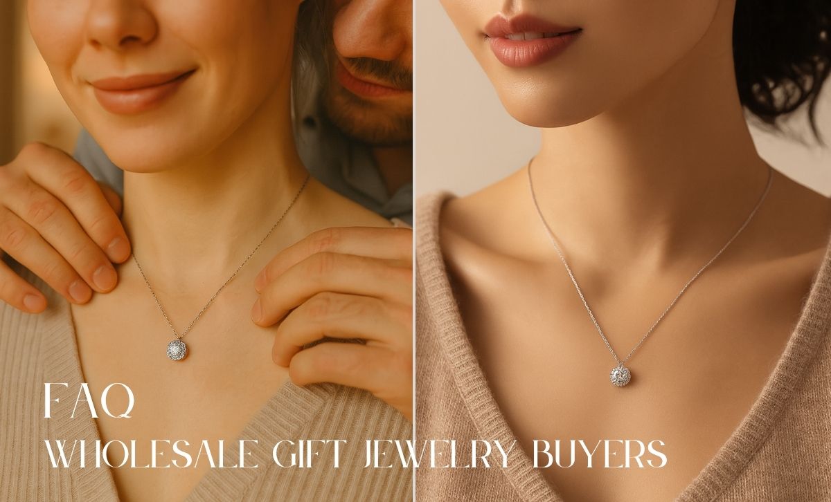 closeup of sterling silver cz halo pendant necklace for boutique Jewelry wholesale
