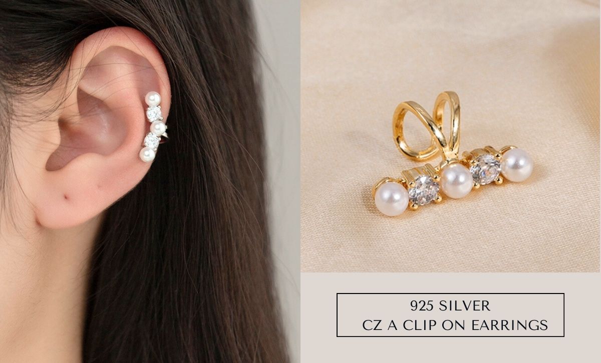 Gold non pierced cubic zirconia hoop earrings set – bulk wholesale jewelry for women