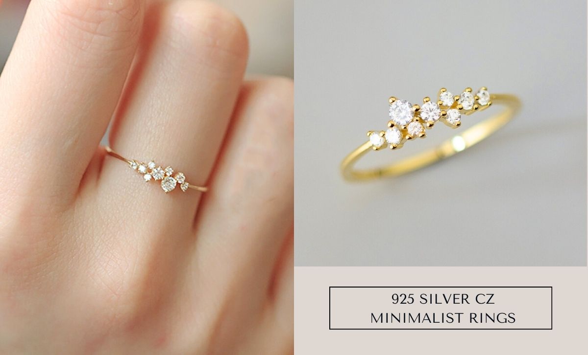 Close-up of gold cubic zirconia minimalist ring worn on finger – perfect for gift jewelry for women from wholesale factory