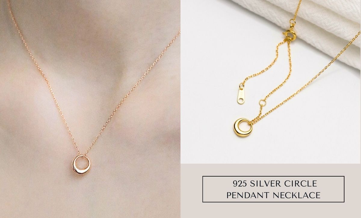 Circle pendant necklace with custom gift packaging – great for spa and boutique jewelry wholesale.