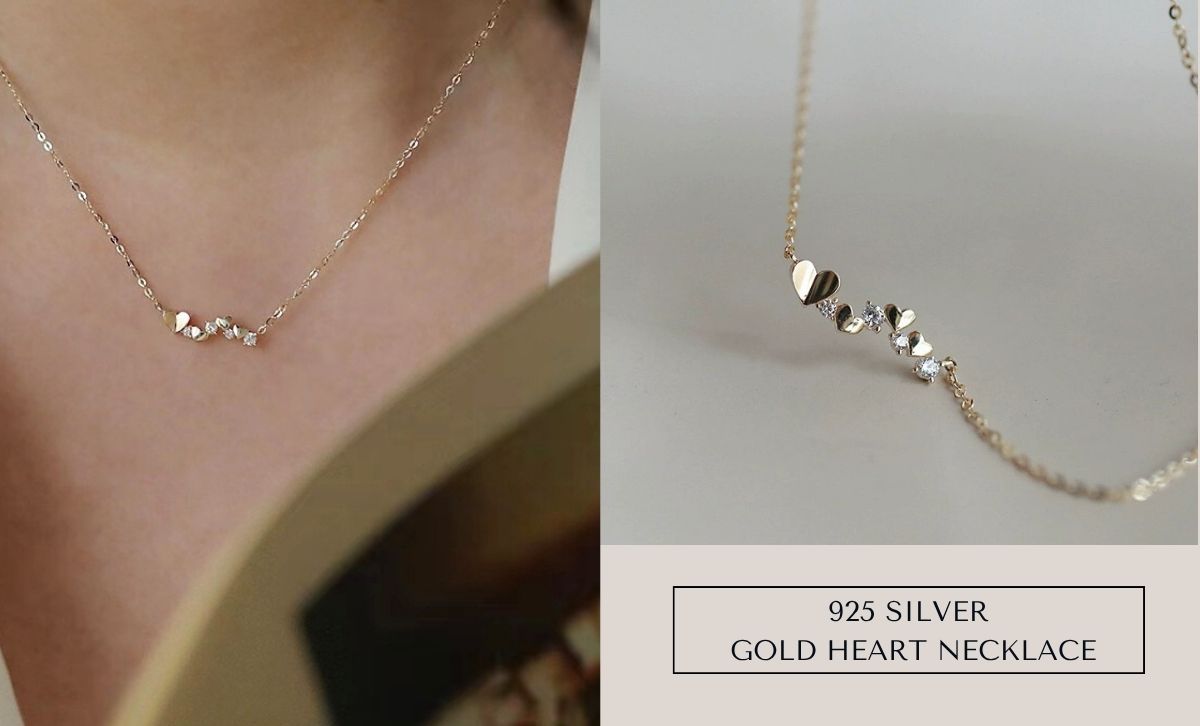 925 sterling silver gold heart necklace set of 5 for fashion jewelry retailers