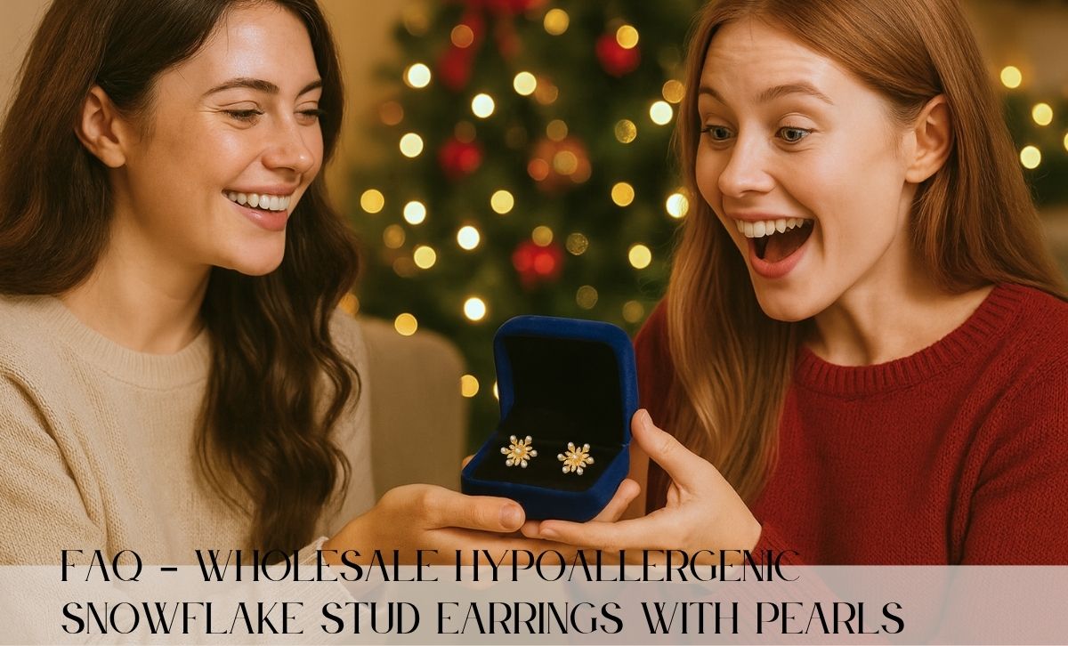 Christmas gift moment with 925 silver snowflake earrings—ideal for holiday gifts, pearl snowflake earrings wholesale, and Christmas ideas for mom.