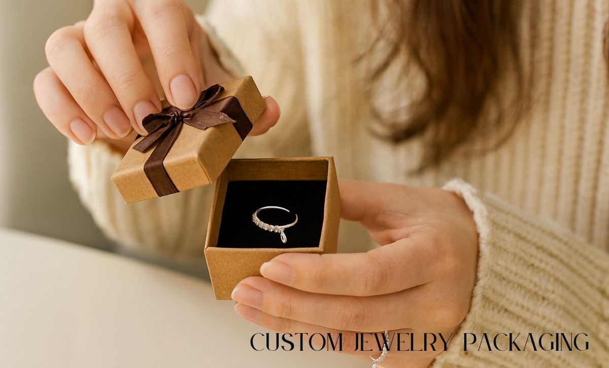 925 silver CZ leaf ring in custom jewelry gift box – perfect for corporate gifts and bulk orders
