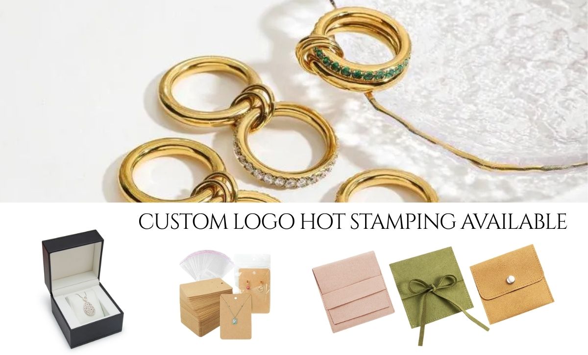 Wholesale stainless steel rings with custom logo hot stamping packaging options for jewelry brands and gift box suppliers