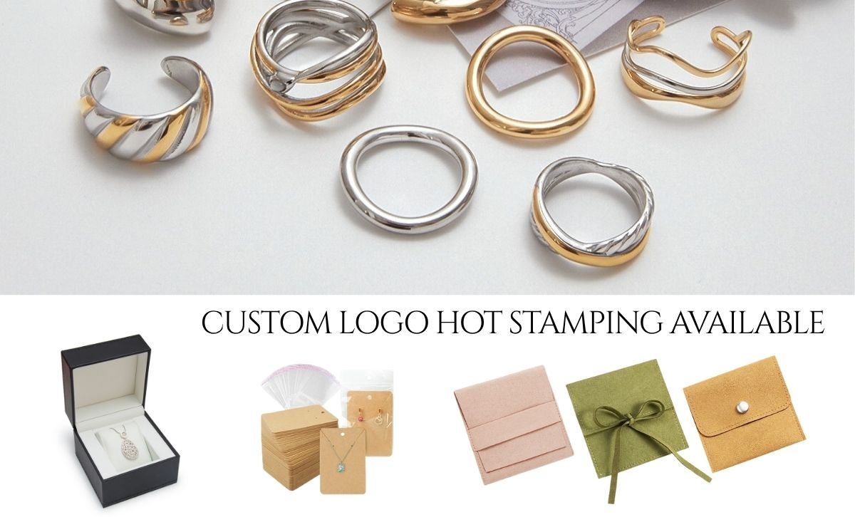 Dual-tone stainless steel fashion rings for women – gold and silver PVD plating stackable wholesale set