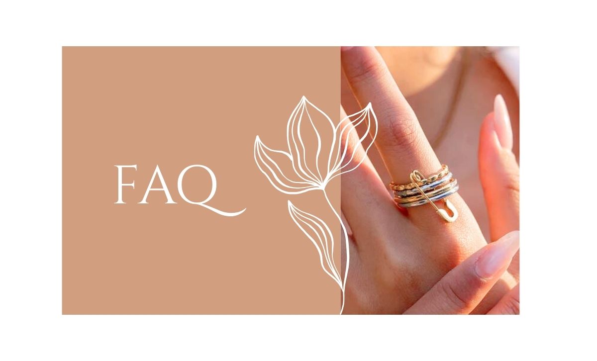 Fashion jewelry wholesale two tone stackable rings, stainless steel adjustable rings with safety pin charm design