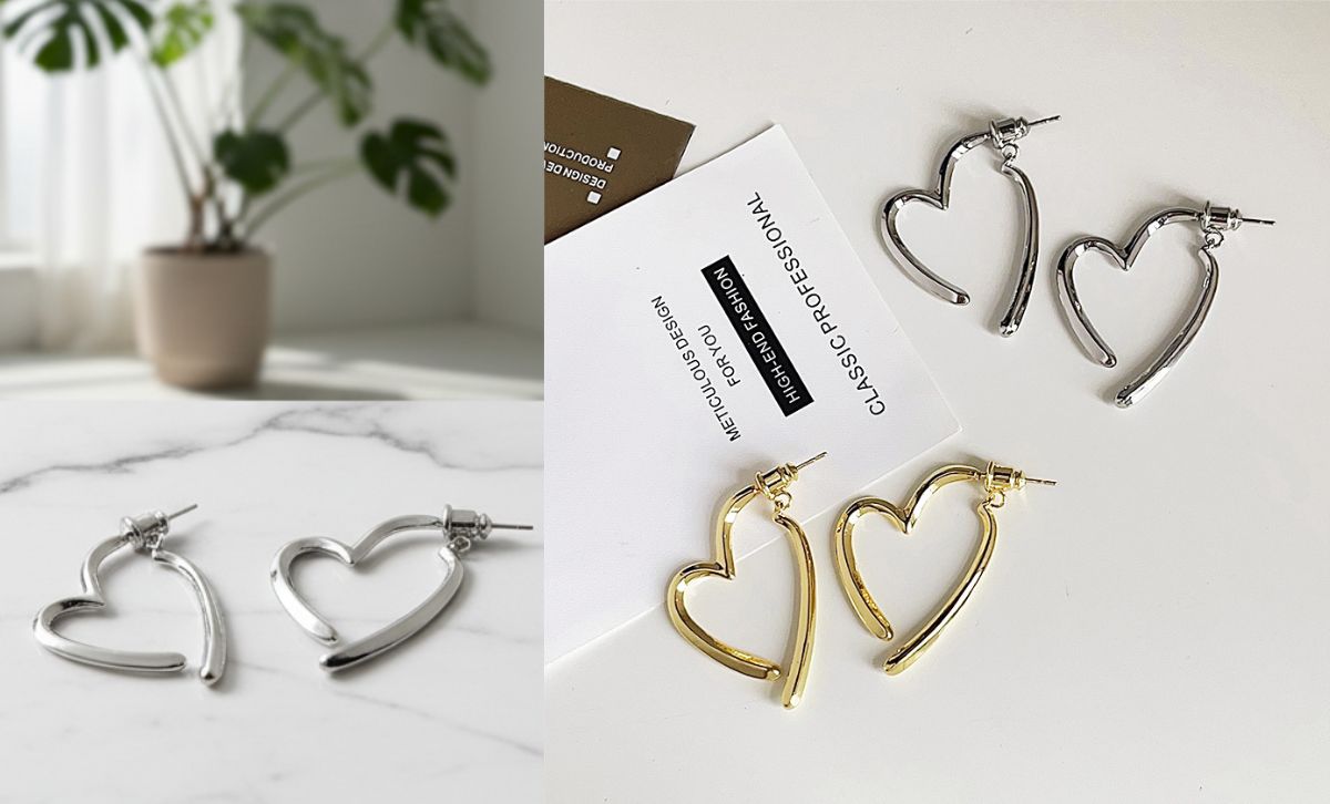 Romantic Heart Earrings Wholesale Valentines Day and Christmas Jewelry Gift