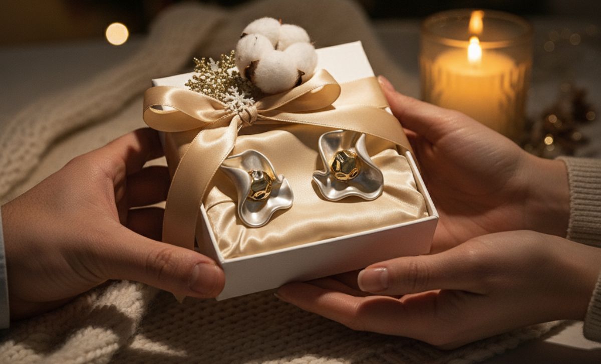 Gold Petal Earrings brass jewelry wholesale holiday jewelry gifts bulk packaging for Christmas