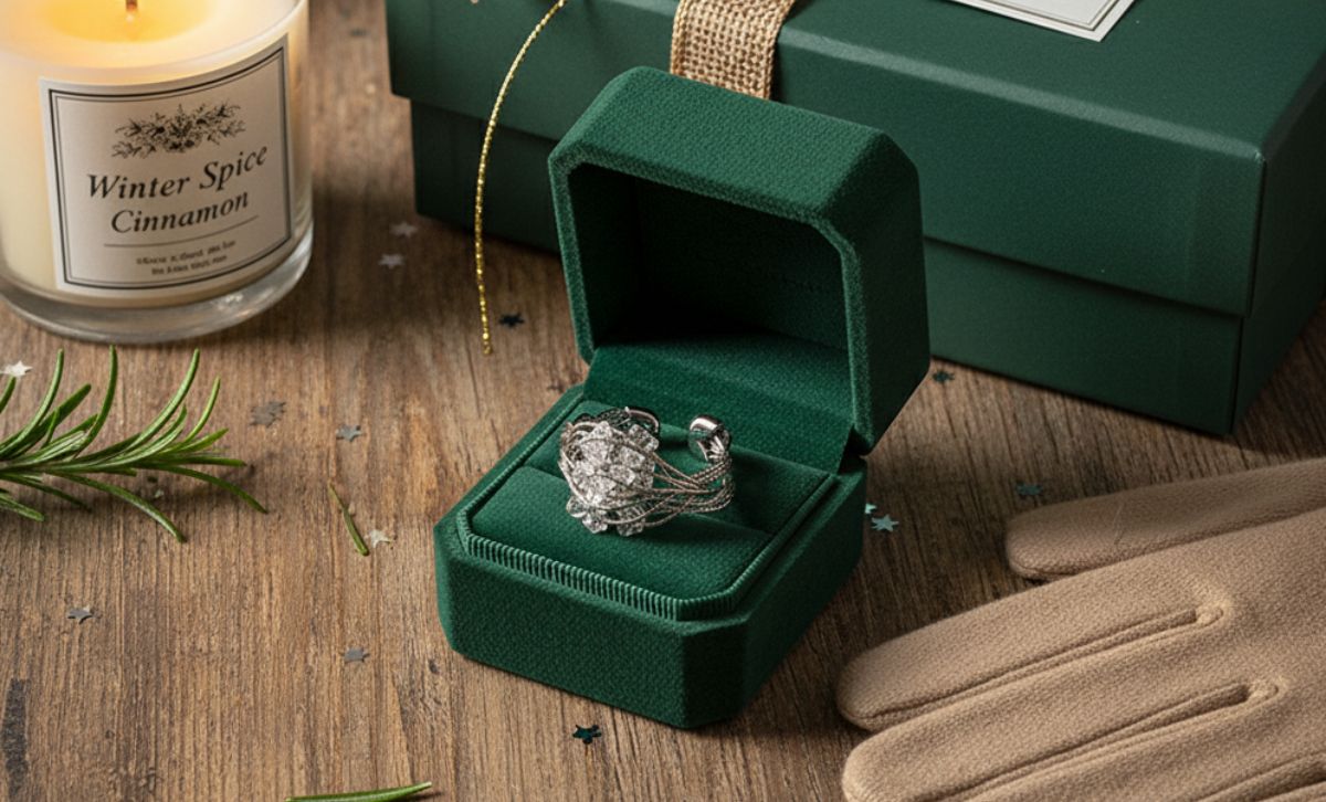 Holiday jewelry wholesale adjustable rings for women brass jewelry bulk silver crystal ring corporate gift jewelry