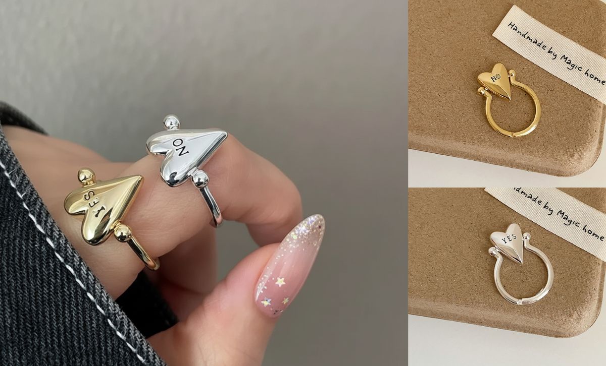 Brass jewelry wholesale heart letter adjustable rings for women in gold and silver, love letter ring design ideal for couple rings and friendship gifts.