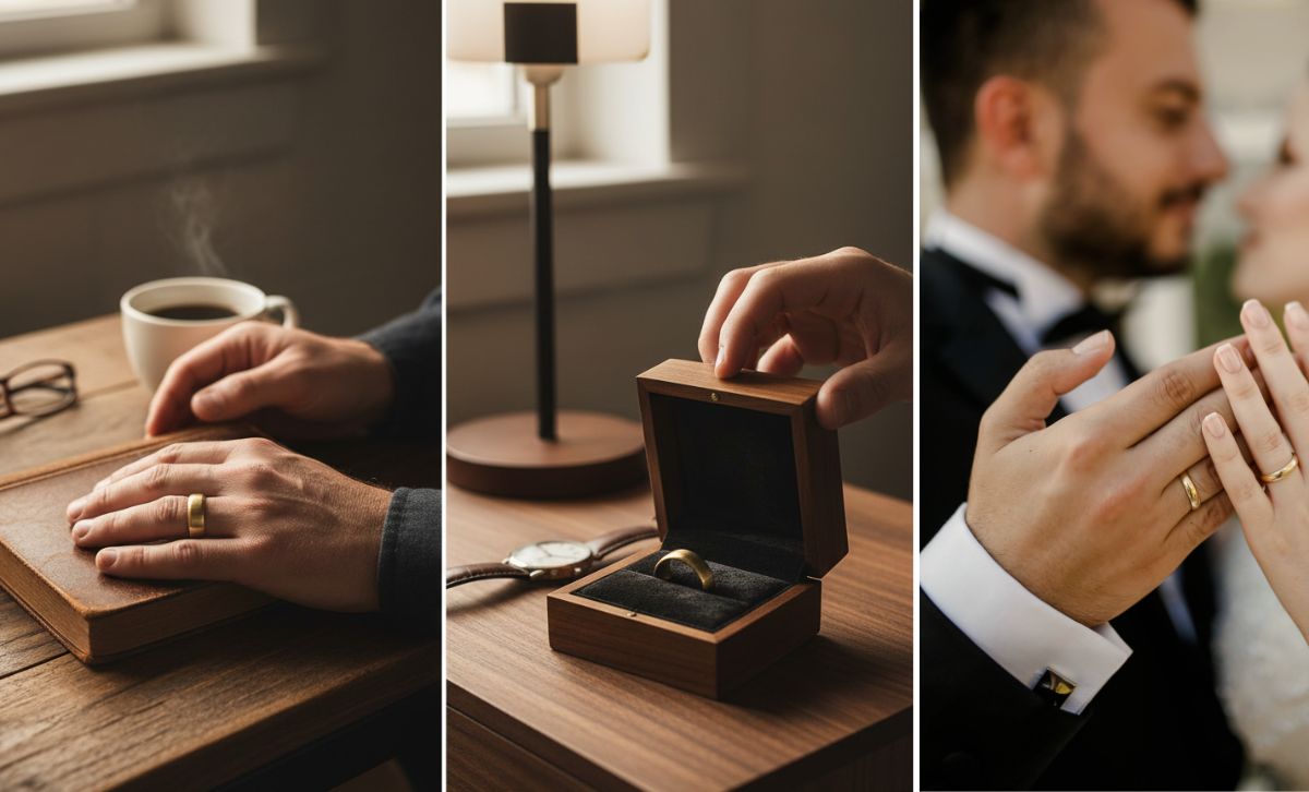 Men’s brass wedding band by JR Fashion Accessories — simple, durable, and timeless.