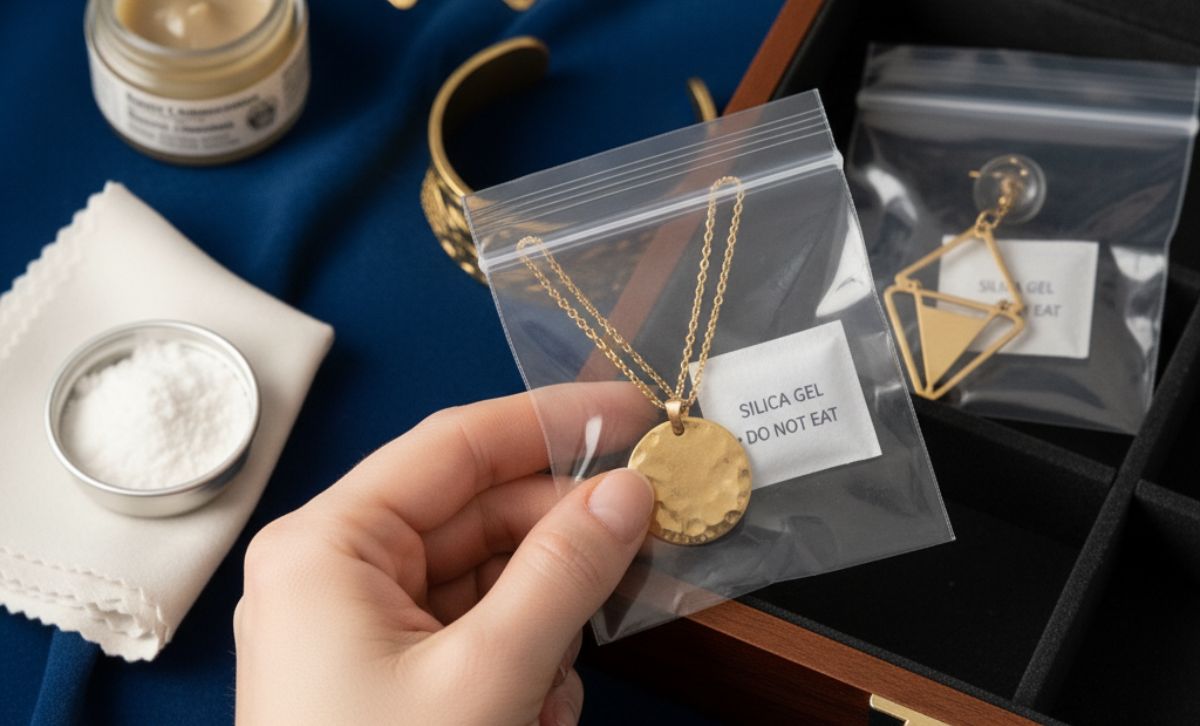 How to store and protect brass jewelry with silica gel and airtight bags to prevent tarnish