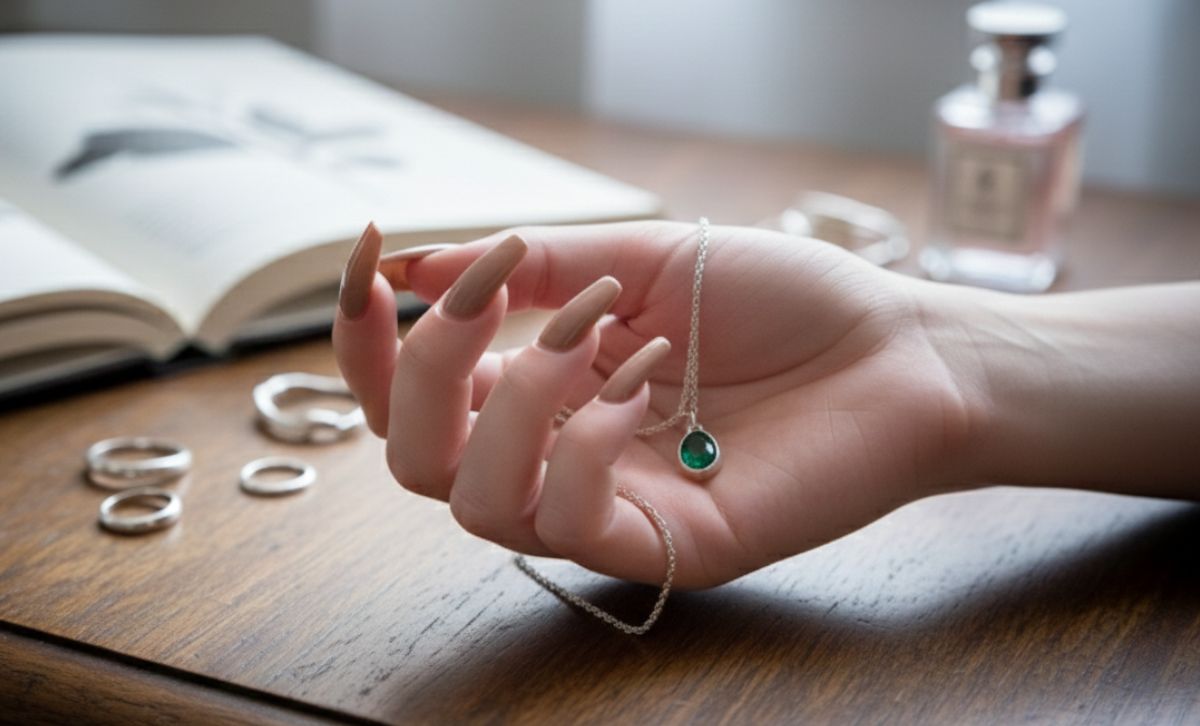 does stainless steel turn skin green example showing clean skin while holding a stainless steel necklace