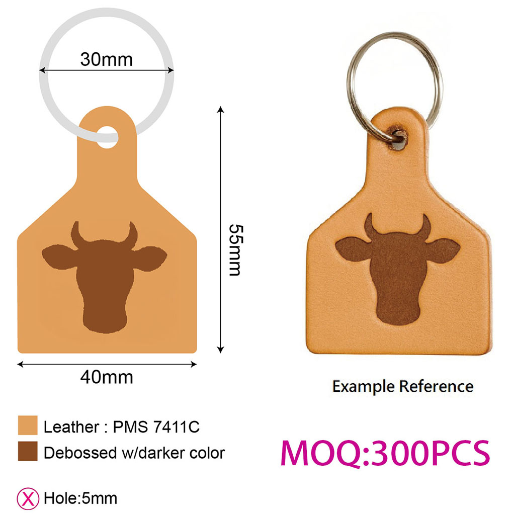 Leather Ear Tag Key Rings in Bulk