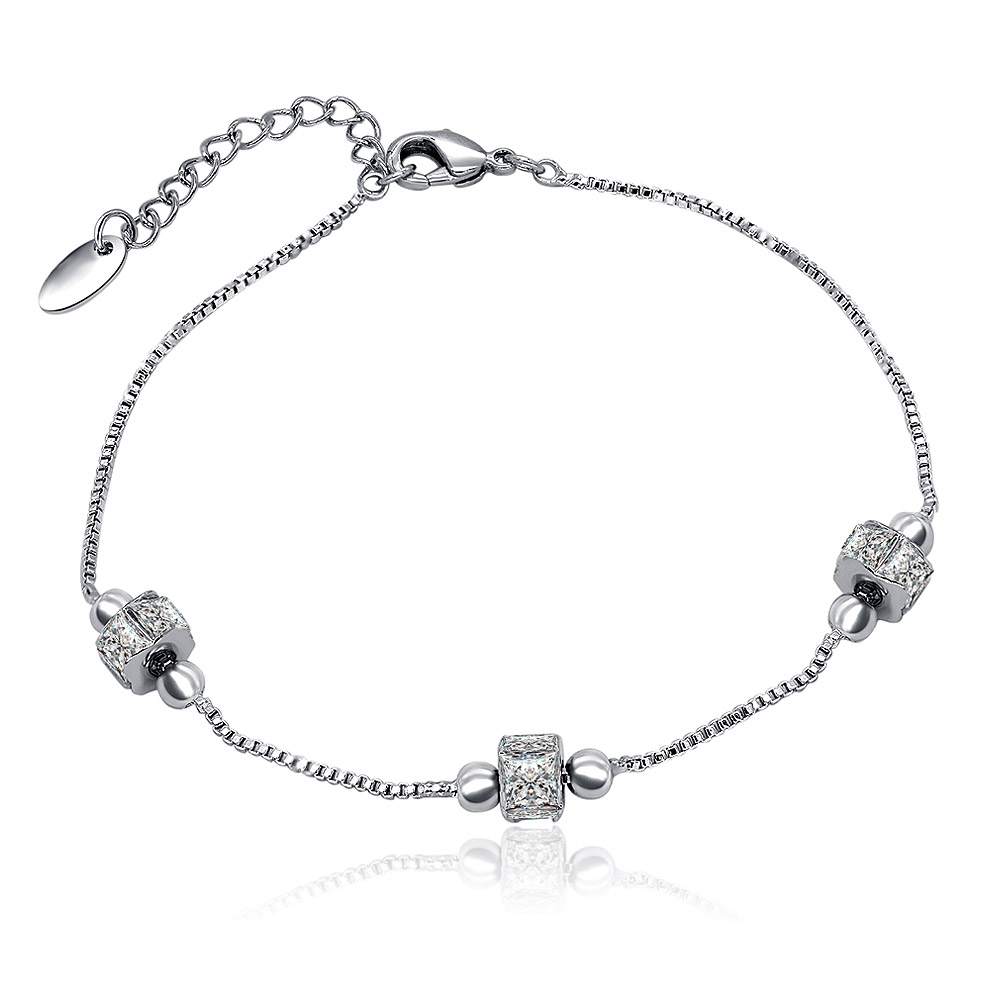 Rhodium CZ Round Bijoux Bracelet