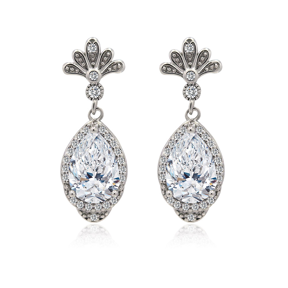 Teardrop Bridal Jewelry Drop Earrings Wholesale | JR Fashion Accessories