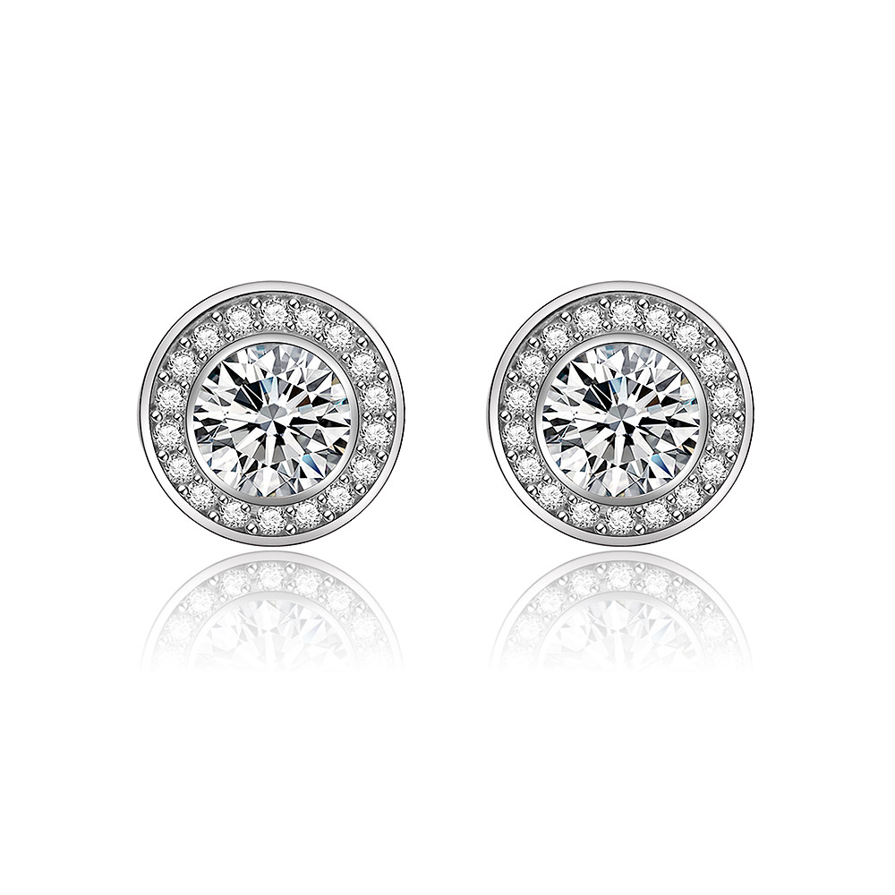 White Zirconia Disc Ear Earring Studs Fashion Jewelry | JR Fashion ...