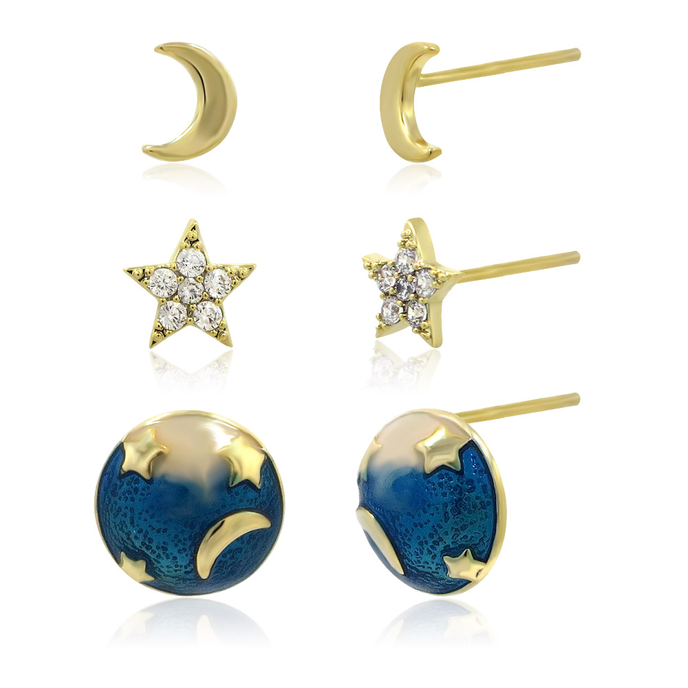 Stud earrings set of 3. Wholesale 3 Pcs Colorful Enamel Stud Earrings ...