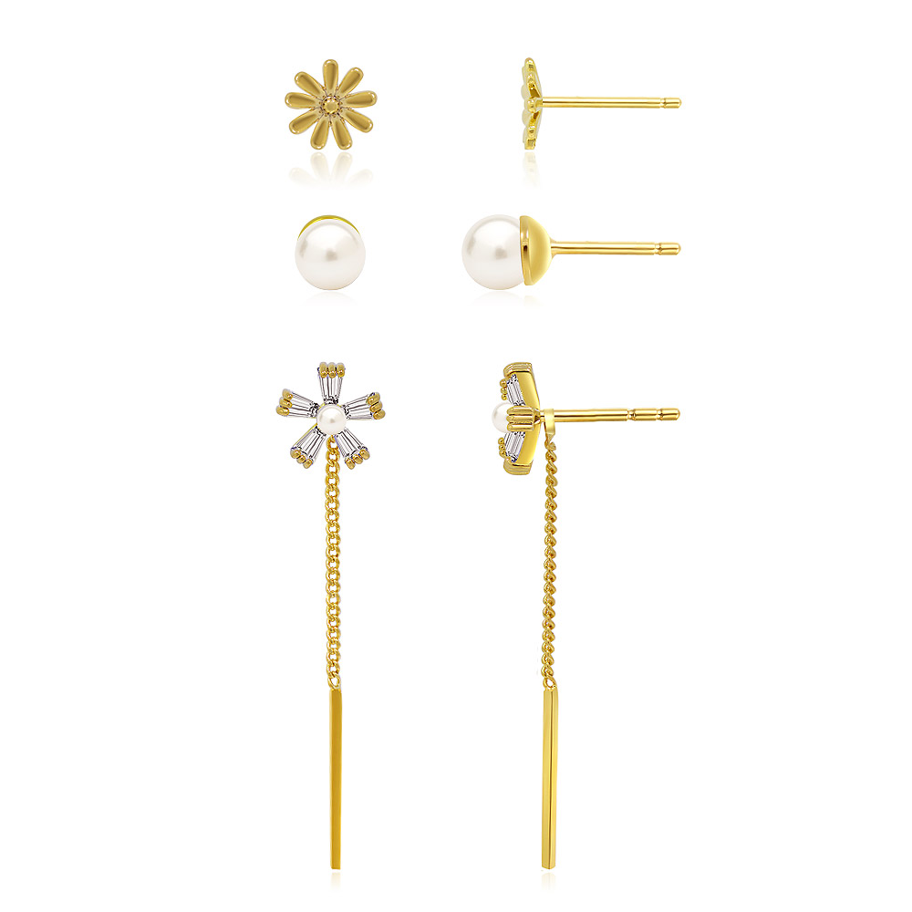stud and drop earrings