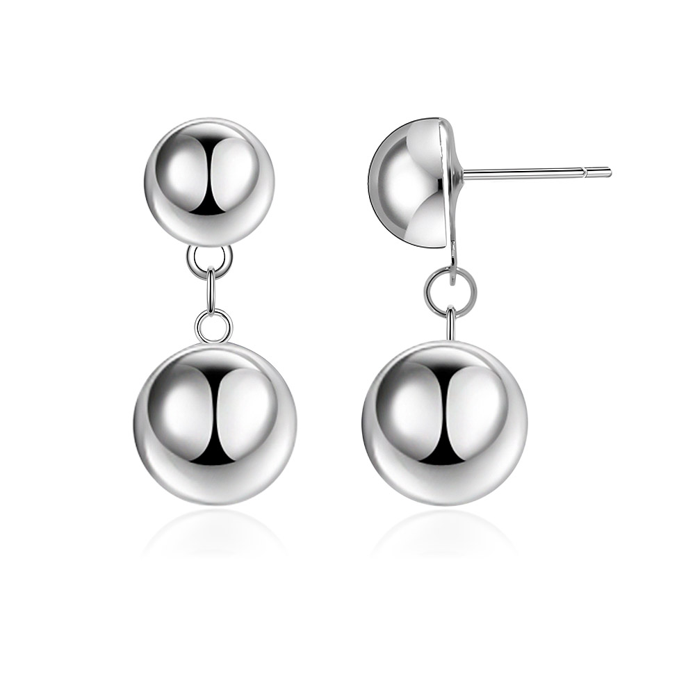 Shiny Rhodium Sphere Ball Earrings Bulk Jewelry | JR Fashion Accessories