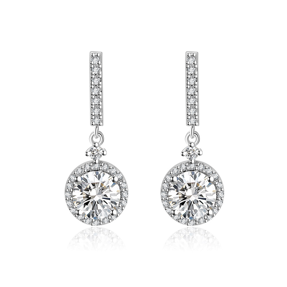 White CZ Round Drop Earrings Wholesale Costume Jewelry | JR Fashion ...